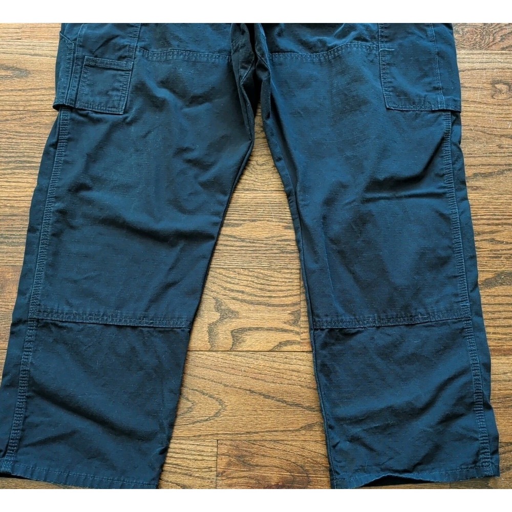 Wrangler Riggs Workwear Pants Blue 44x30 Canvas Ripstop Ranger Cargo Hammer Loop - Picture 3 of 8